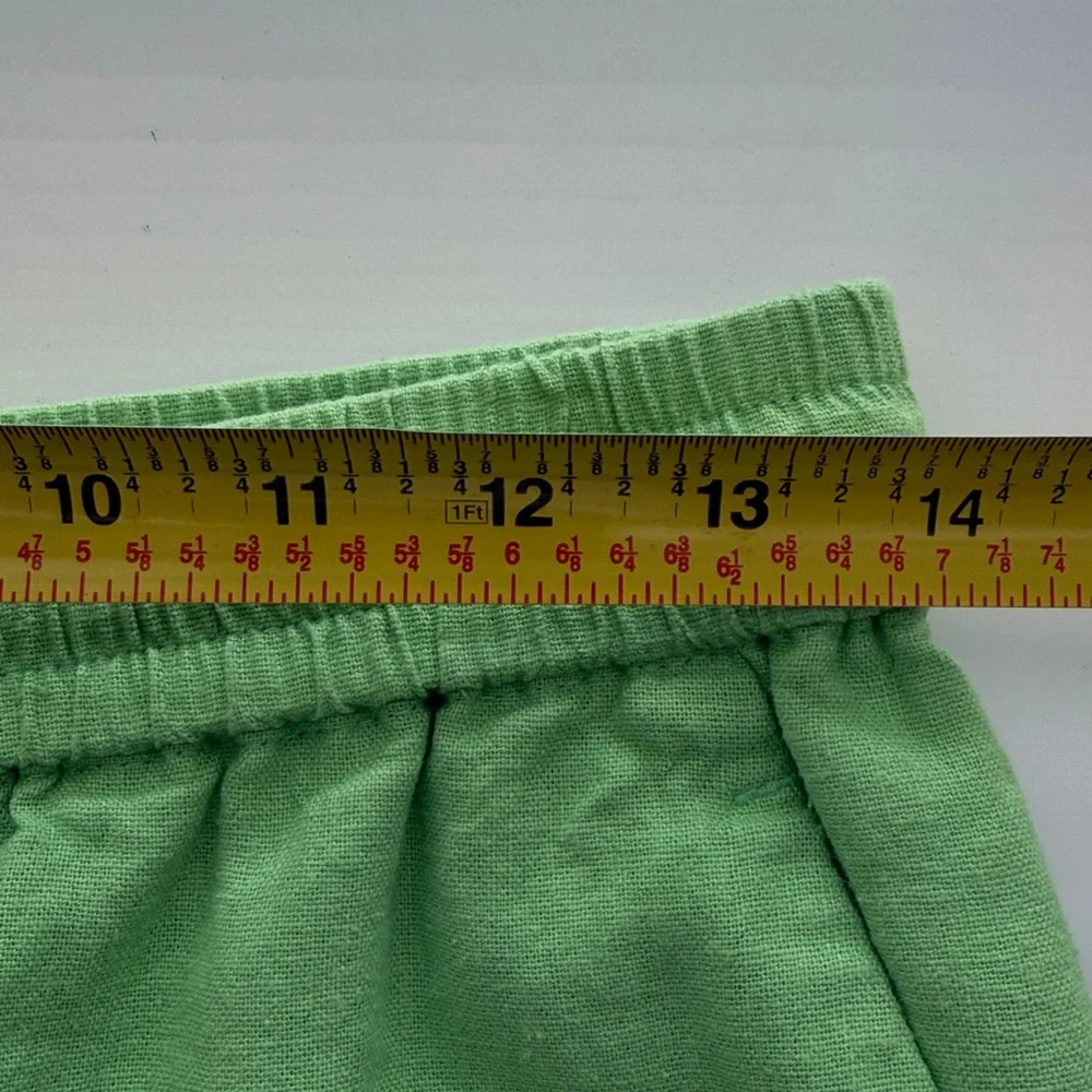 Zara green wide leg Linen blend pants elastic waist lightweight summer M - Picture 6 of 6